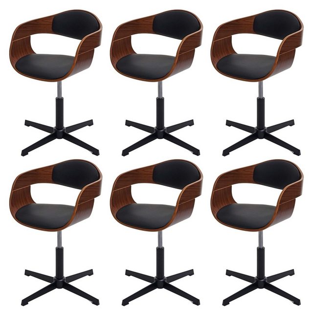 Bild von MCW Esszimmerstuhl MCW-H46-6 (Set, 6 St), 6er-Set, Höhenverstellbar, Drehmechanismus, Walnuss-Optik
