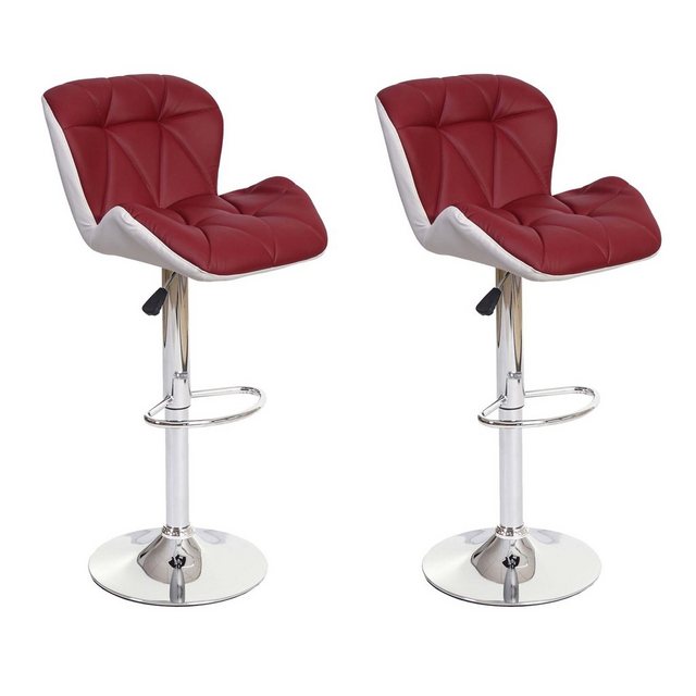 Bild von Mendler 2er-Set Barhocker MCW-A92, Barstuhl Tresenhocker, höhenverstellbar Kunstleder bordeaux
