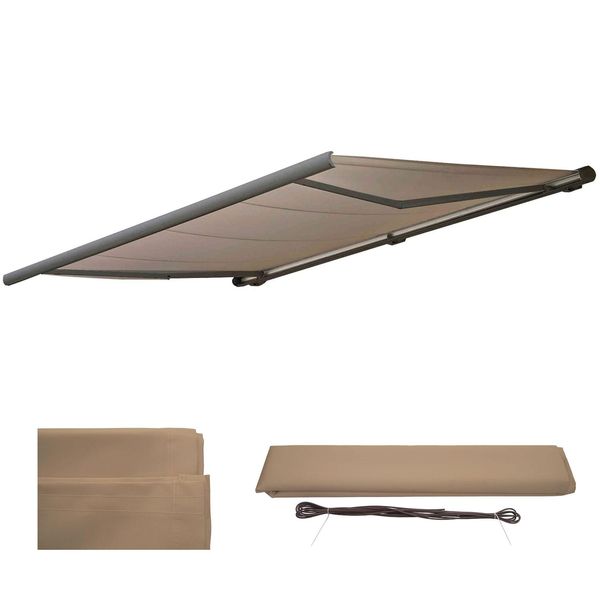 Bild von Ersatz-Bezug für Markise H123, Vollkassette Ersatzbezug Sonnenschutz 4,5x3m ~ Polyester sand