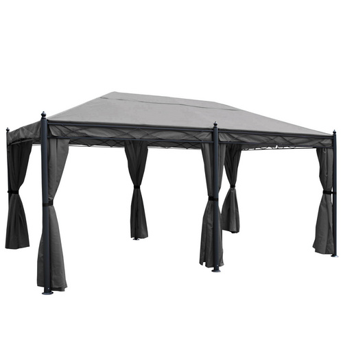 Bild von MVG Pergola »MVG-HA014«, 5 x 3 m, 7-cm-Stahl-gestell mit Seitenwand und Moskitonetz - grau