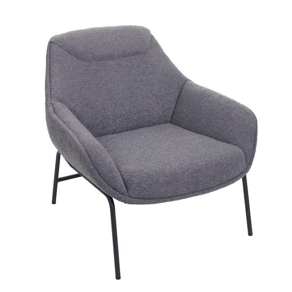Bild von Lounge-Sessel MCW-J77, Cocktailsessel Sessel, Bouclé Stoff Metall ~ dunkelgrau