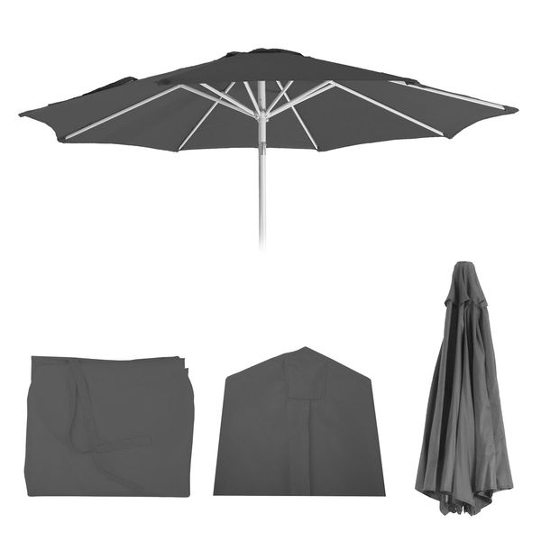 Bild von Ersatz-Bezug für Sonnenschirm Asti, Sonnenschirmbezug Ersatzbezug, Ø 2,7m Stoff/Textil 5kg ~ anthrazit