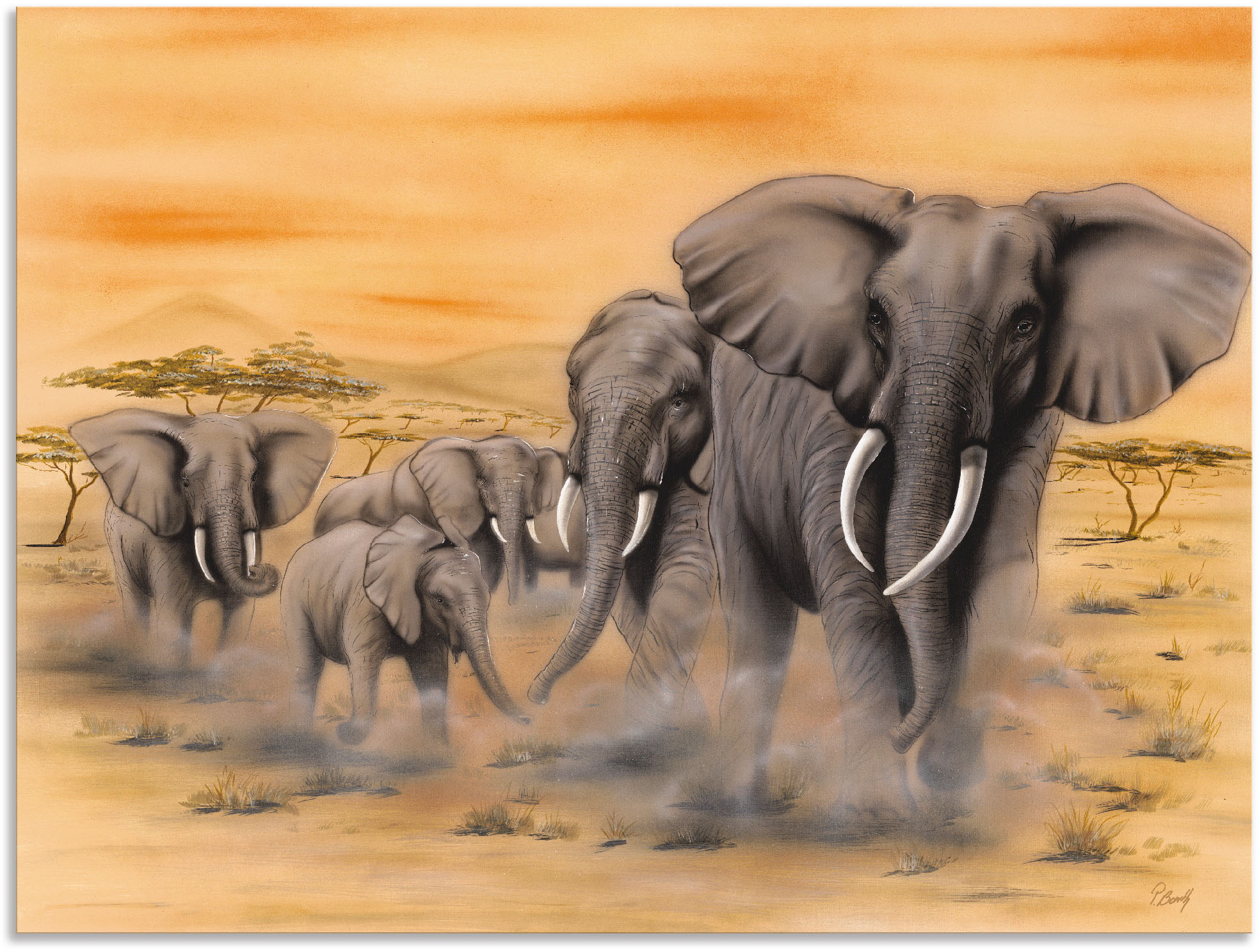 Bild von Artland Wandbild "Steppenelefanten", Elefanten Bilder, (1 St.), als Alubild, Outdoorbild, Leinwandbild, Poster, Wandaufkleber