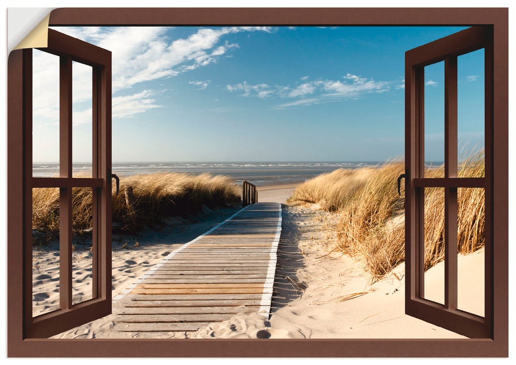 Bild von Artland Wandbild "Fensterblick Nordseestrand auf Langeoog", Fensterblick, (1 St.), als Leinwandbild, Poster, Wandaufkleber in verschied. Größen