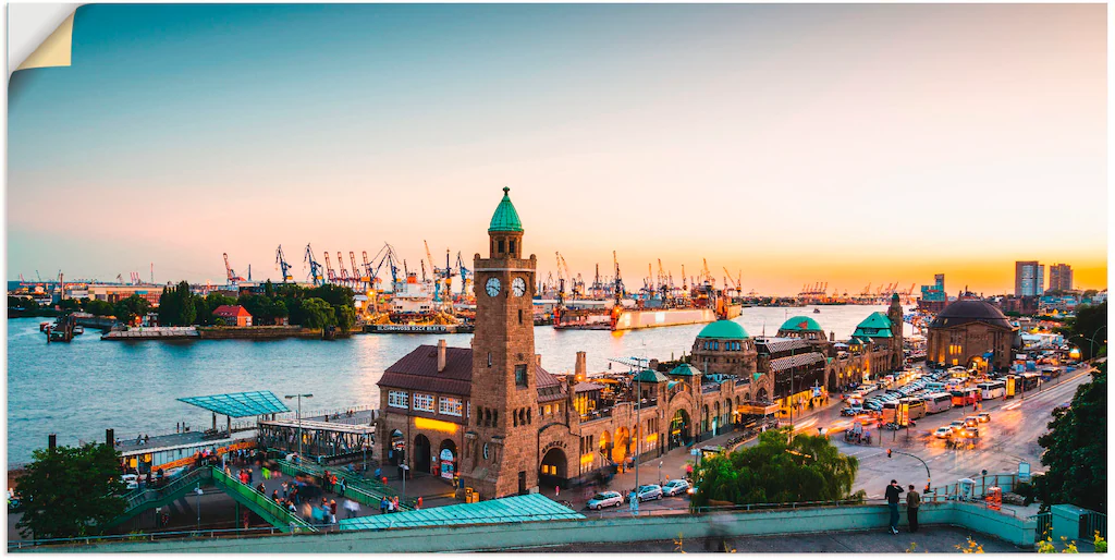 Bild von Artland Wandbild "Hamburg Hafen und Landungsbrücken", Deutschland, (1 St.), als Alubild, Outdoorbild, Leinwandbild, Poster, Wandaufkleber