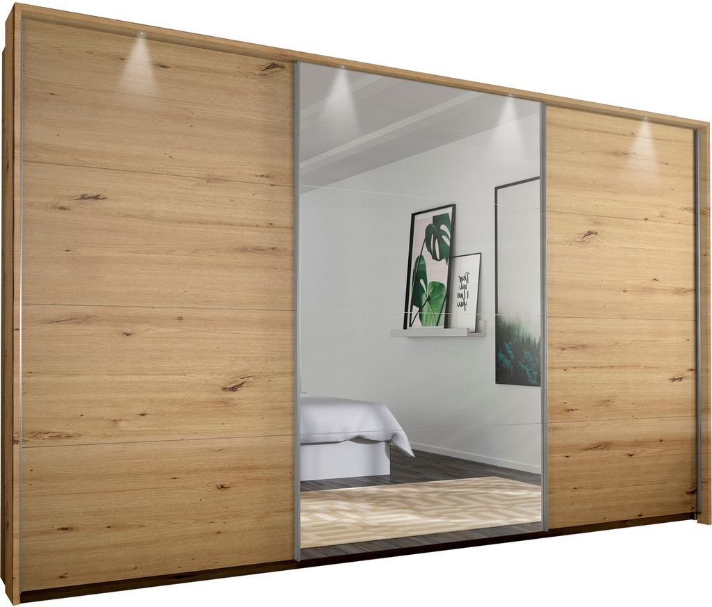 Bild von rauch Schwebetürenschrank "Kleiderschrank Schrank Garderobe CORTONA mit Passepartout", und optionaler Beleuchtung inkl. Inneneinteilung 2 Boxen und Böden