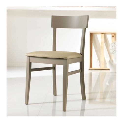 Bild von Esstischstuhl in Taupe Buche massiv Kunstleder (2er Set)