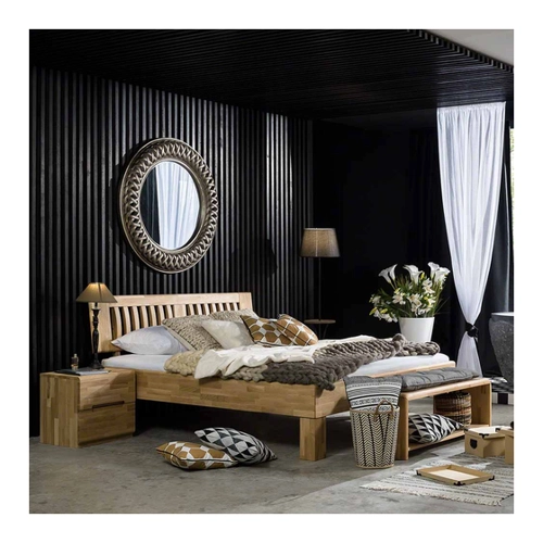 Bild von Bett aus Wildeiche Massivholz mit Überlänge