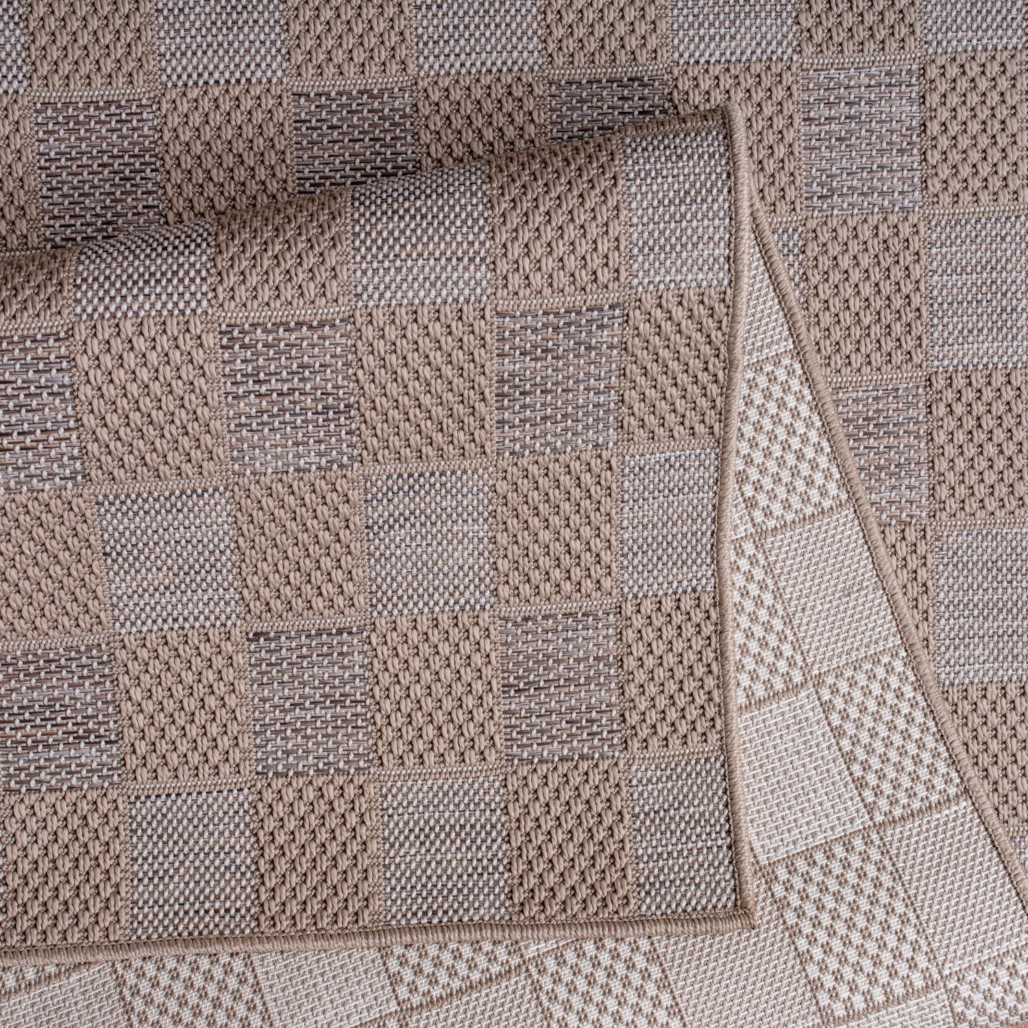 Bild von Teppich Garten Esszimmer Geometrisch Skandi Boho beige 200 cm quadrat