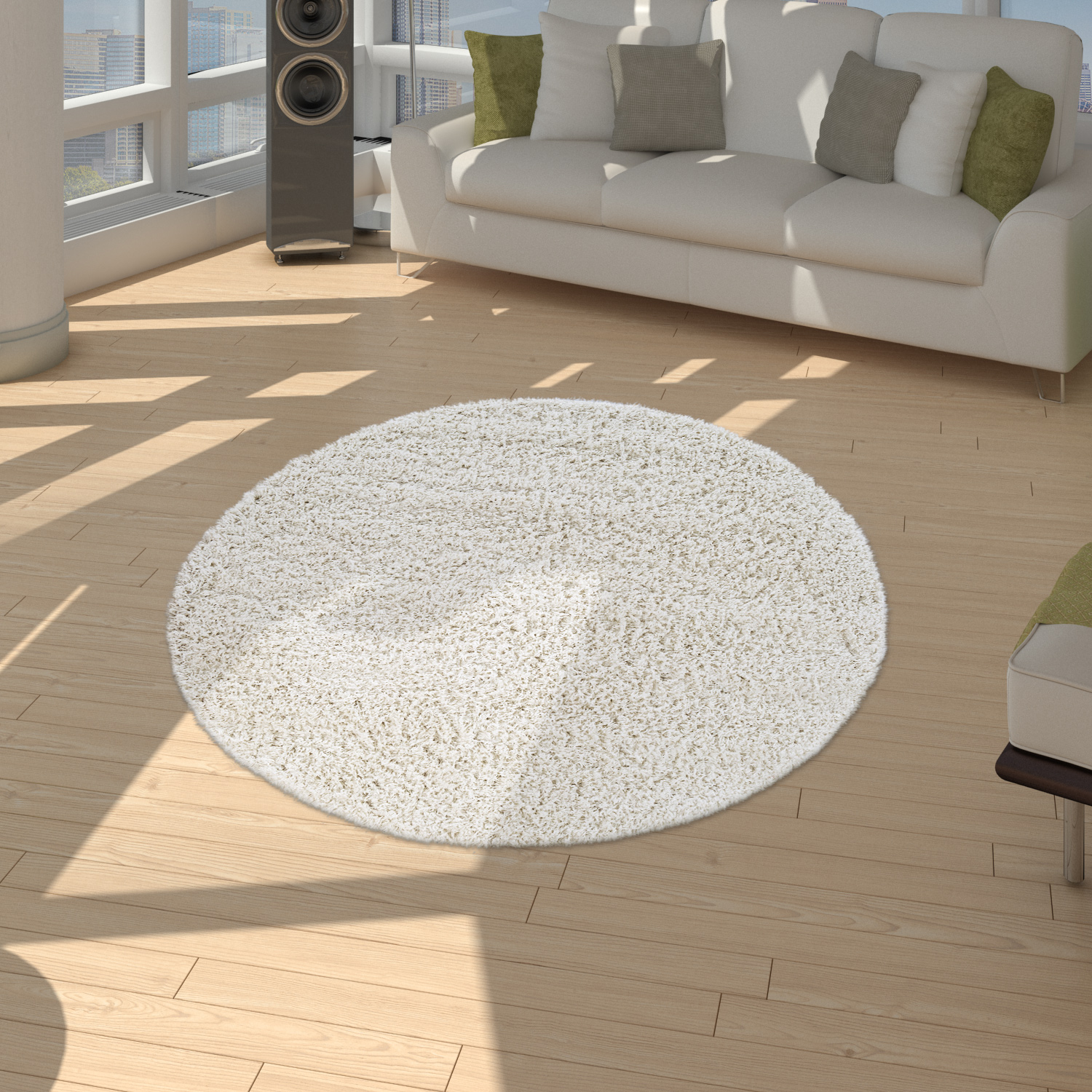Bild von Shaggy-Teppich Trista creme 80 cm rund