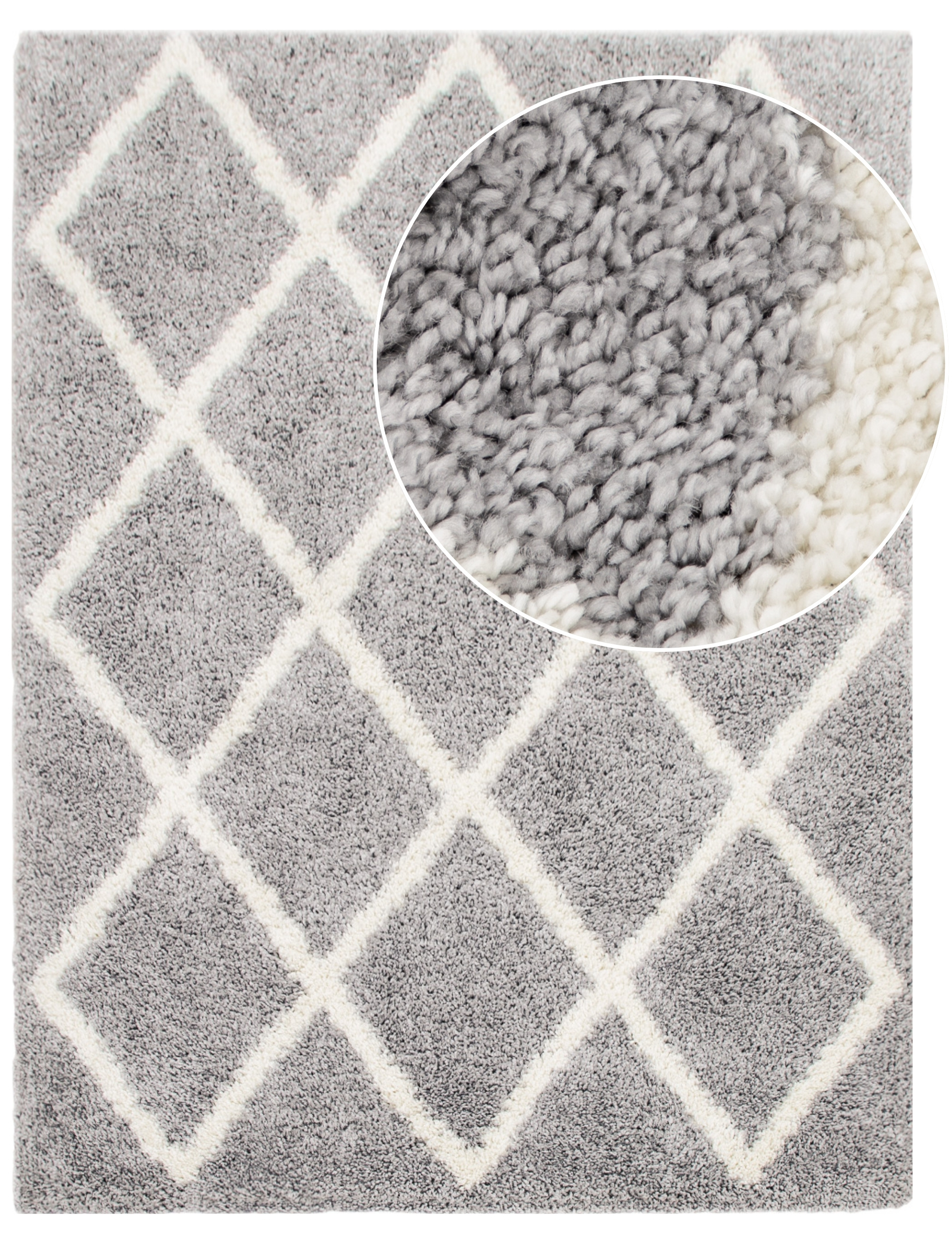 Bild von Hochflor-Teppich Arizona grau-weiß 160x220 cm