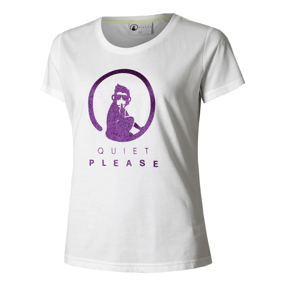 Bild von Quiet Please Baseline Glitter T-Shirt Damen in weiß, Größe: M
