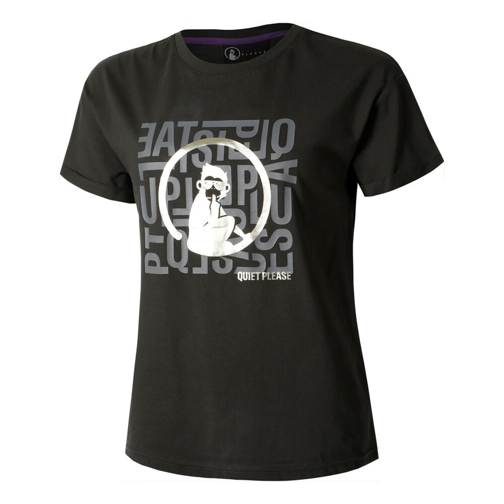 Bild von Quiet Please Glitter Word Salad T-shirt Damen-anthrazit Anthrazit - Xs