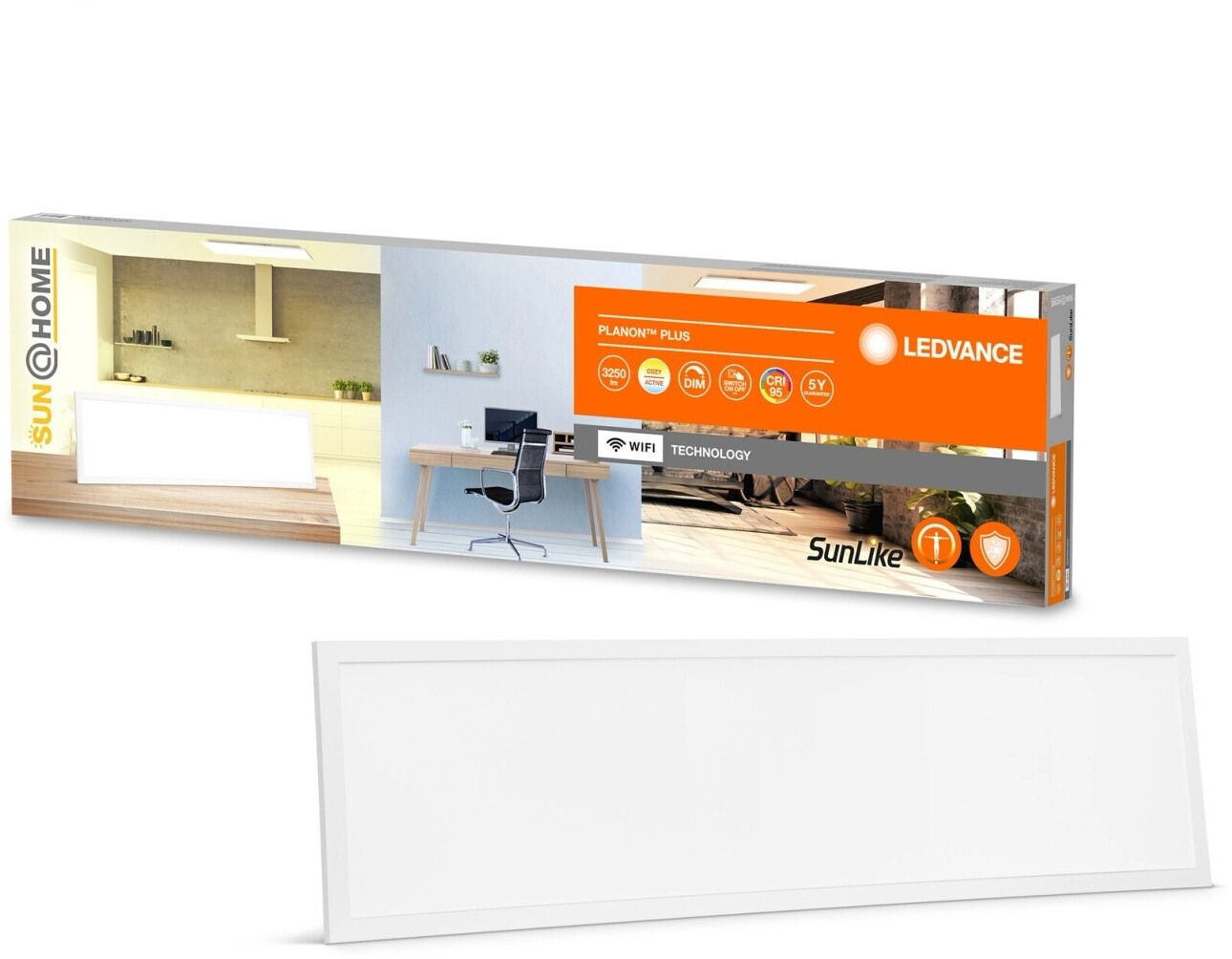 Bild von LEDVANCE SUN@HOME LED Panel Deckenleuchte, 3250 Lumen, 2200 - 5000K, 120cm x 30cm, Tageslichtlampe mit Wifi Technologie, Wand und Deckenleuchte mit Alexa, Google, App steuerbar, SUN@HOME Planon Plus