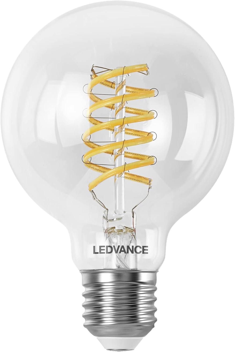 Bild von LEDVANCE SMART+ WIFI LED-Lampe, Weißglas, 8W, 806lm, Kugel-Form mit 80mm Durchmesser & E27-Sockel, regulierbares Weißlicht (2700-6500K), dimmbar, App- oder Sprachsteuerung, 15.000 Stunden Lebensdauer