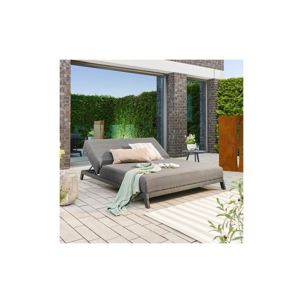 Bild von Home Deluxe - Sonnenliege - Valencia, Maße: ca. 203 x 144 x 38 cm, inkl. Sitz- und Rückenkissen aus Quick-Dry-Stoff I Gartenliege Loungebett Doppelliege Sonnenbett