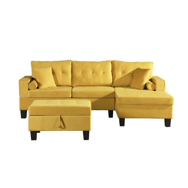 Bild von HOME DELUXE Ecksofa Sofa ROM, 242,6 x 154,3 x 90,8 cm 3 Teile, Eckteil links oder rechts frei wählbar, Wohnzimmersofa, Eckcouch