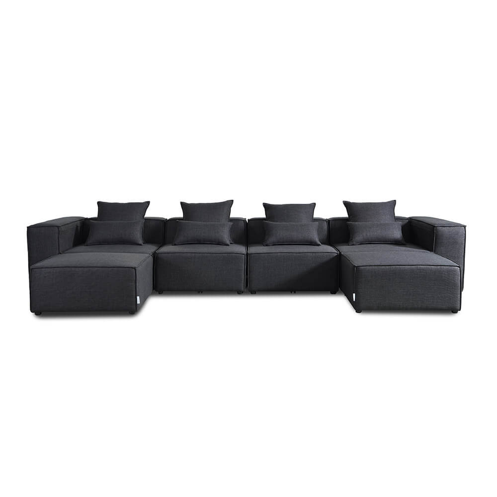 Bild von Home Deluxe - Sofa Verona - Anthrazit, Größe: S - ca. 240 x 70 x 120 cm, Sitzhöhe: 46 cm, Sitztiefe: 80 cm, inkl. Kissen I Modulares Sofa Modulsofa Ecksofa Wohnlandschaft