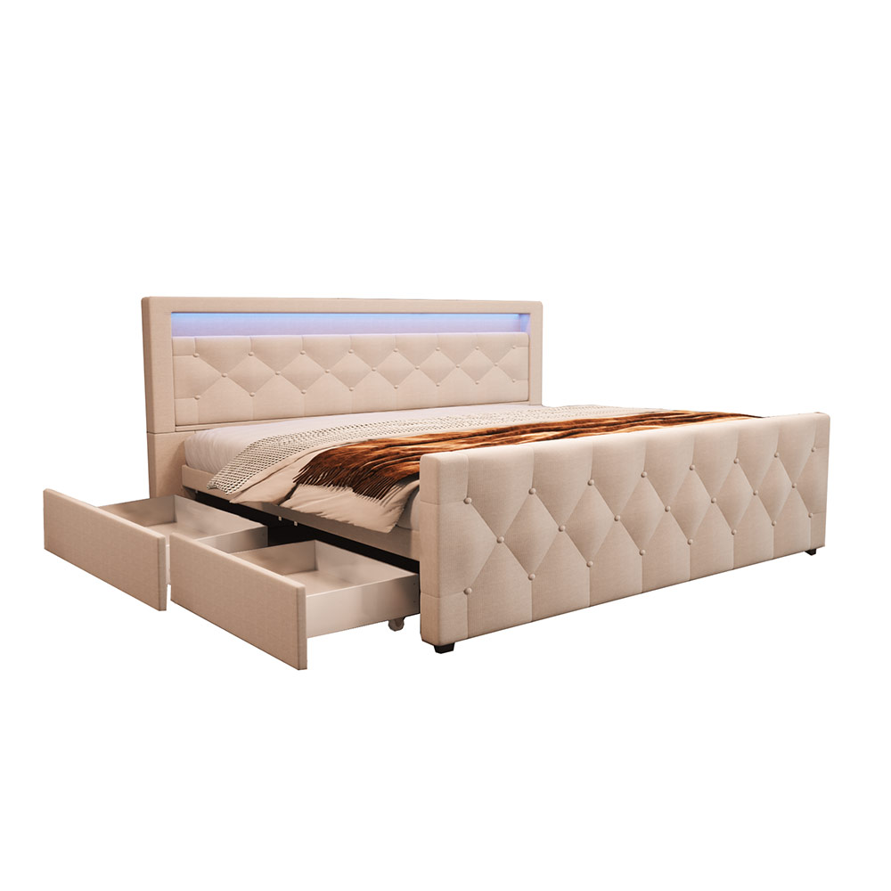 Bild von HOME DELUXE Polsterbett inkl. Matratze und Topper VELARA 180x200 Matratze Härtgrad H3/H4, Versch. Ausführungen - dunkelgrau