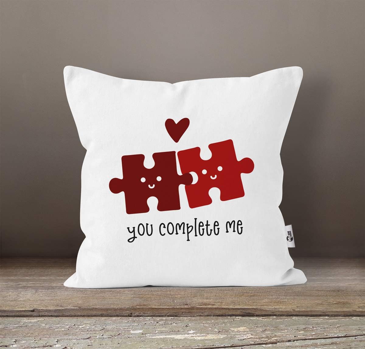 Bild von MoonWorks Dekokissen Kissenbezug you complete me Puzzle Spruch Liebe Geschenk Partner Valentinstag Jahrestag Puzzlestücke Moonworks®