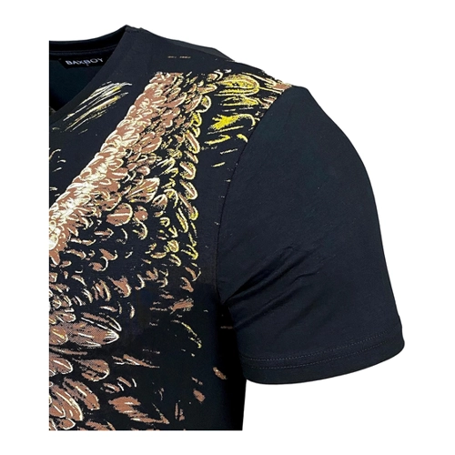 Bild von Baxboy Herren Vintage Totenkopf Kurzarm T-Shirt mit Strass Steinen Slim Fit Design Fashion Top Print Shirt JA-2314