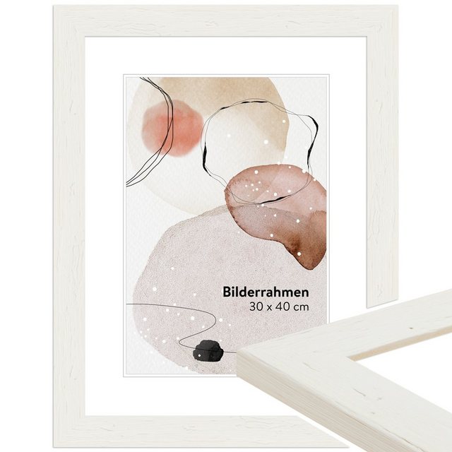 Bild von WANDStyle Bilderrahmen H750 aus Massivholz in Weiß 40 x 50 cm im Stil Landhaus