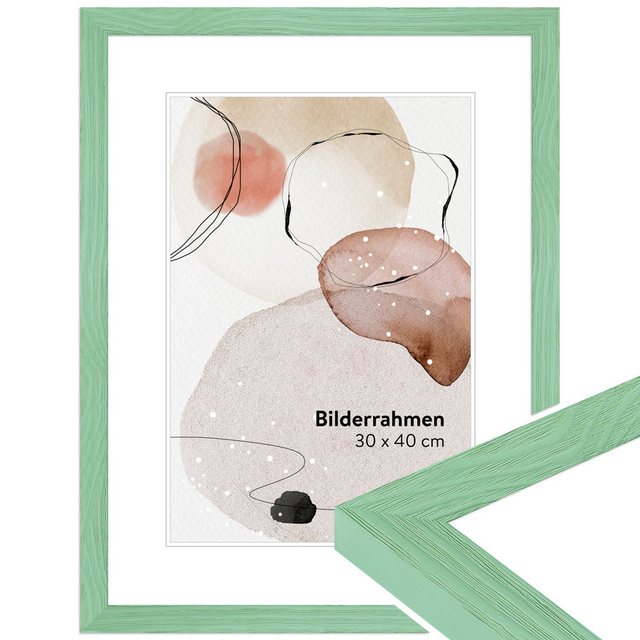 Bild von WANDStyle Bilderrahmen H300 aus Massivholz in Hellgrün 20 x 30 cm im Stil Modern
