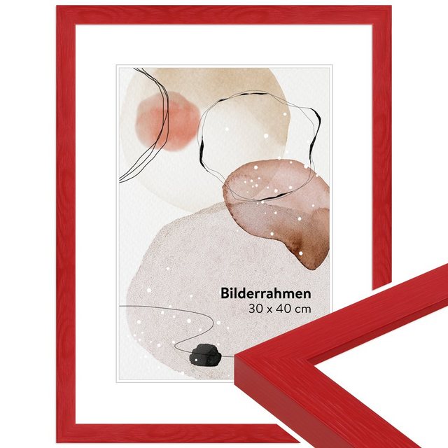 Bild von WANDStyle Bilderrahmen H300 aus Massivholz in Rot 15 x 20 cm im Stil Modern