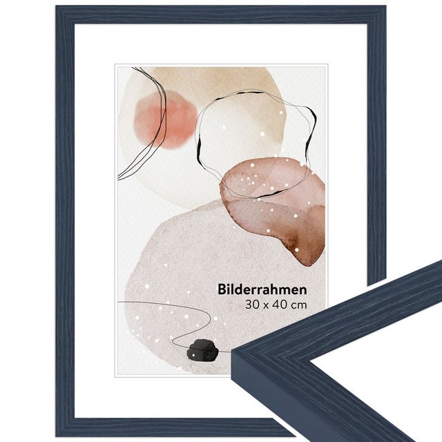 Bild von WANDStyle Bilderrahmen H300 aus Massivholz in Dunkelblau 30 x 45 cm im Stil Modern