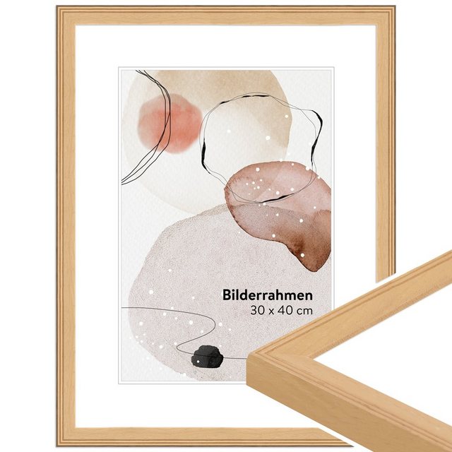 Bild von WANDStyle Bilderrahmen H320 aus Massivholz in Natur-Optik 24 x 30 cm im Stil Klassisch
