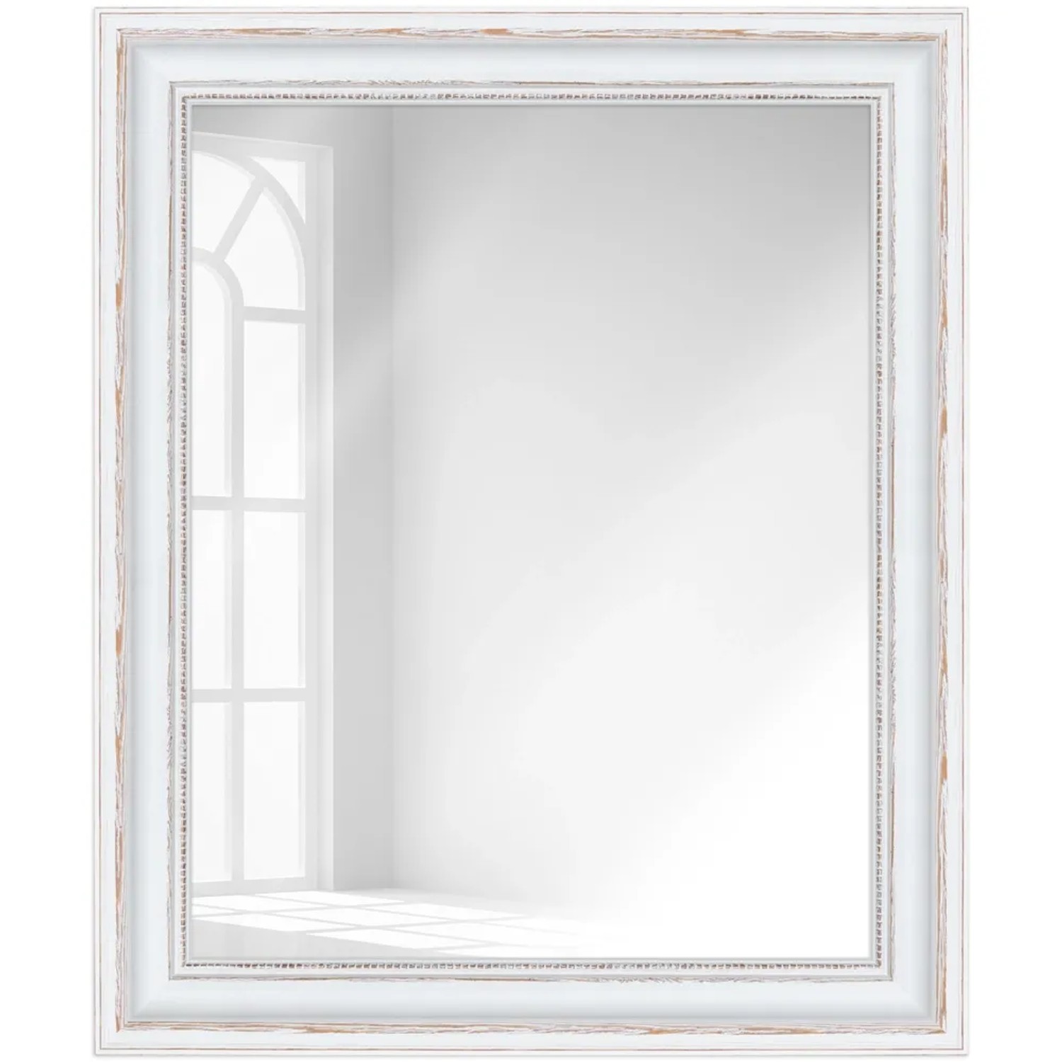 Bild von WANDStyle Wandspiegel H550 aus Massivholz in Weiß 60 x 80 cm im Stil Antik