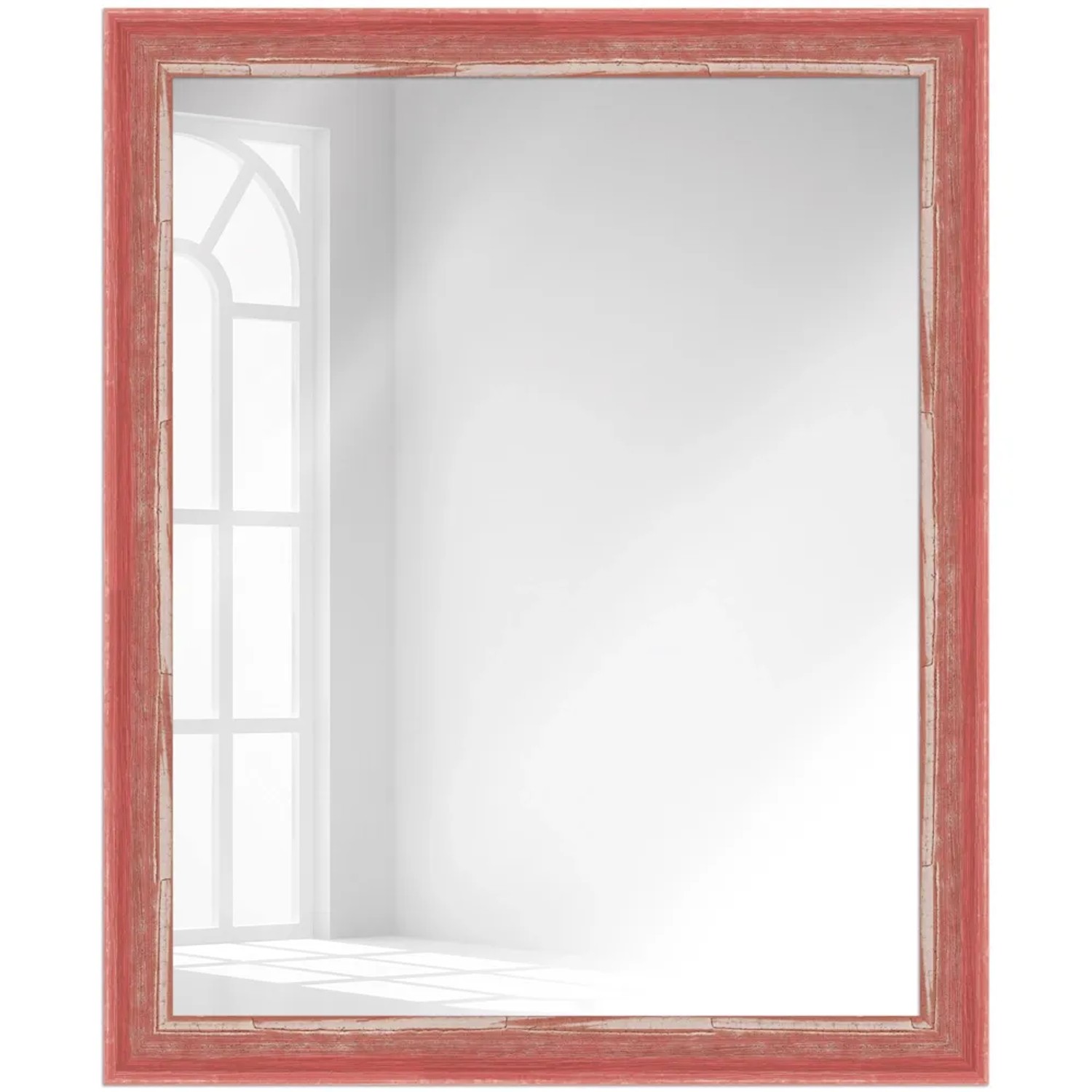 Bild von WANDStyle Wandspiegel H640 aus Massivholz in Rot 46 x 56 cm im Stil Shabby-Chic