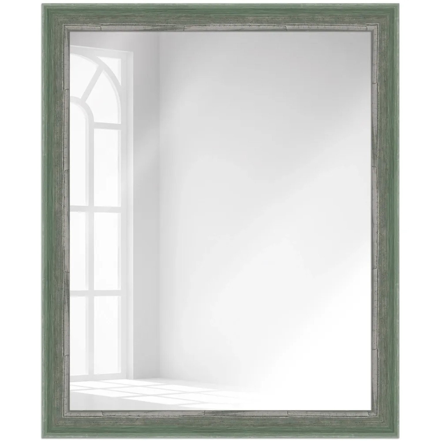 Bild von WANDStyle Wandspiegel H640 aus Massivholz in Grün 56 x 66 cm im Stil Shabby-Chic
