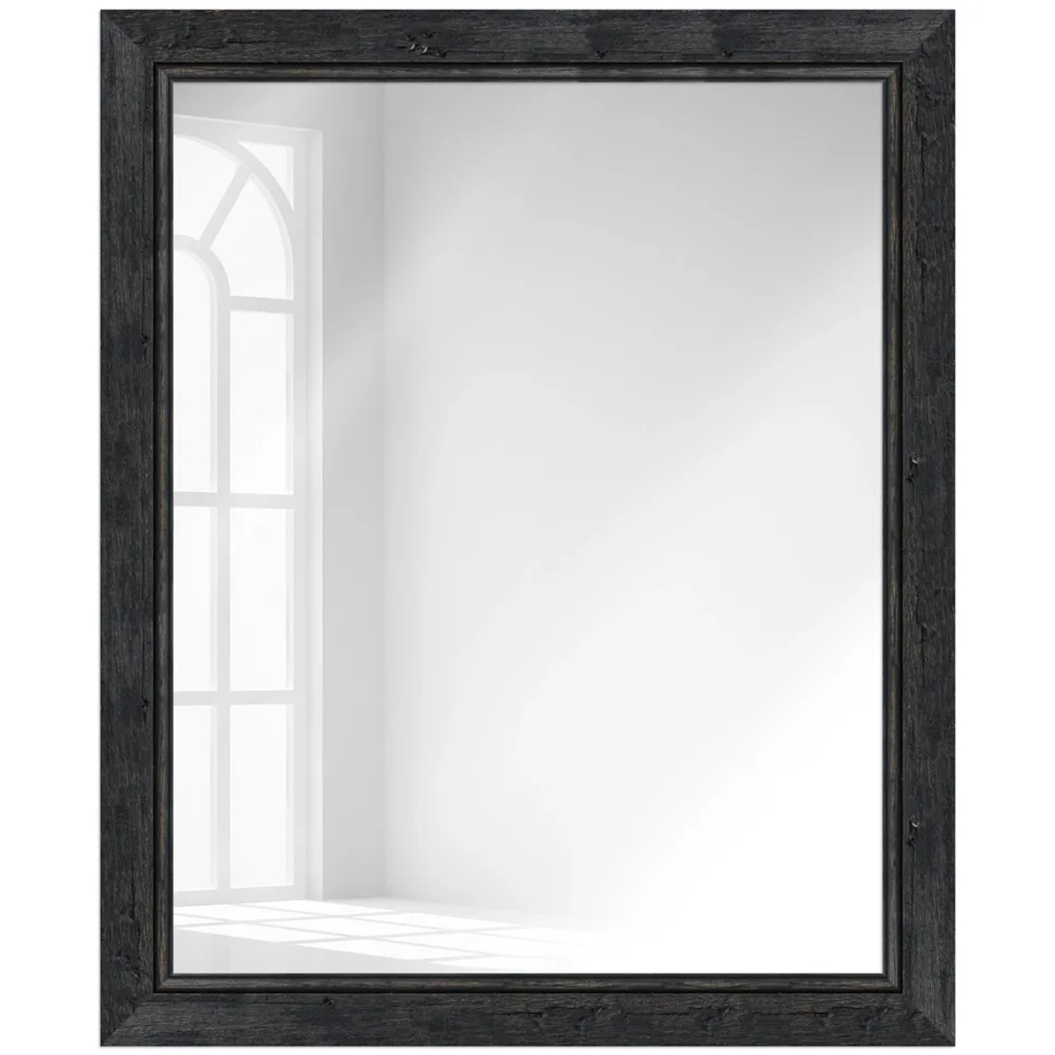 Bild von WANDStyle Wandspiegel H660 aus Massivholz in Schwarz 47 x 67 cm im Stil Landhaus