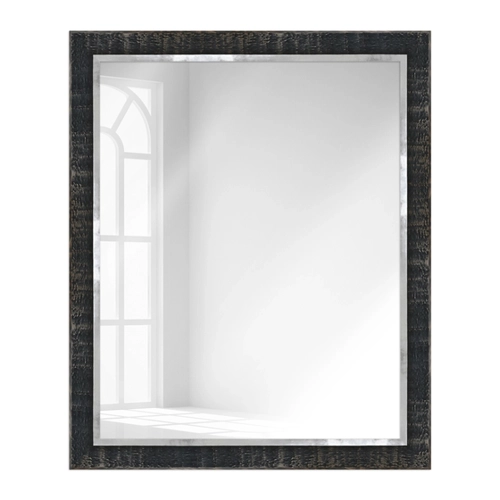 Bild von WANDStyle Wandspiegel H670 aus Massivholz in Schwarz im Vintage-Stil