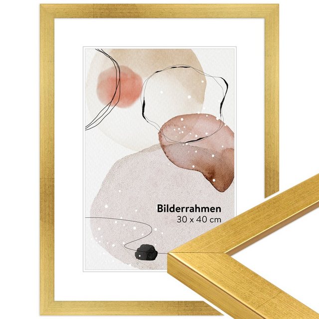 Bild von WANDStyle Bilderrahmen H430 aus Massivholz in Gold 15 x 20 cm im Stil Klassisch