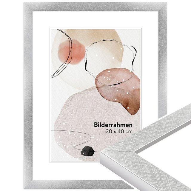 Bild von WANDStyle Bilderrahmen H430 aus Massivholz in Silber 18 x 24 cm im Stil Klassisch