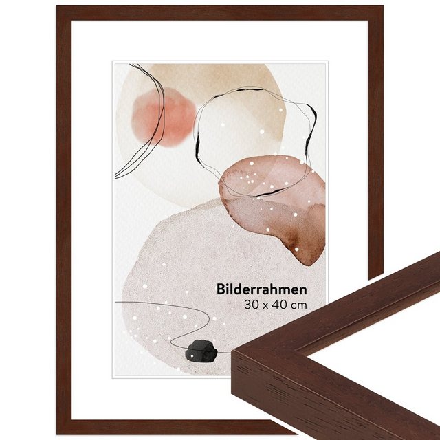 Bild von WANDStyle Bilderrahmen H950 aus Massivholz in Nussbaum-Optik 29,7 x 42 cm im Stil Modern