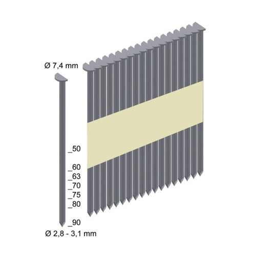 Bild von Milwaukee Halbkopf-Nägel 7,4x2,8x50 mm (4000) 4932478396