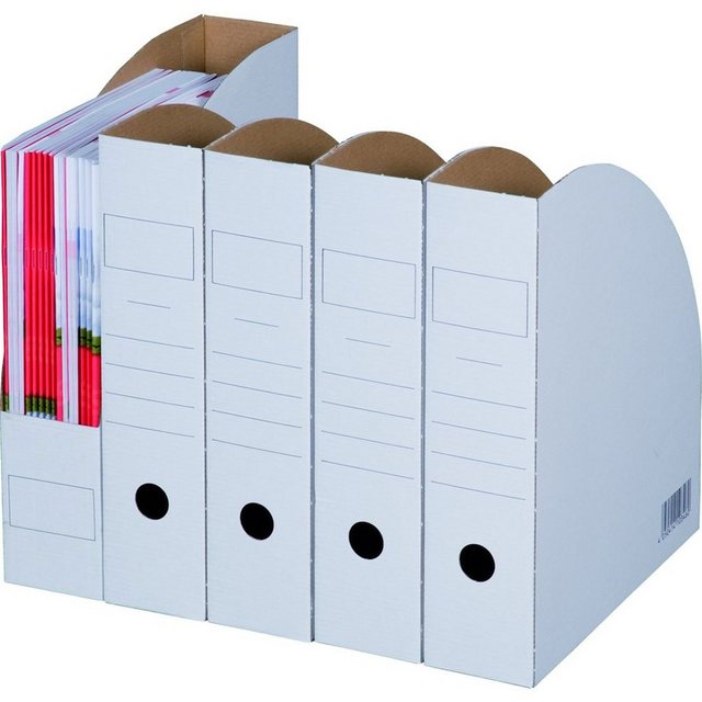 Bild von Smartbox Pro Archivcontainer (Spar-Set, 20 St., 20er-Set), Stehsammler aus Pappe Stehordner Heftsammler Weiß Breite 7,5cm