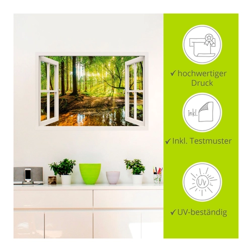 Bild von Artland Wandbild "Fensterblick - Wald mit Bach" – Ein Stück Natur für Ihr Zuhause