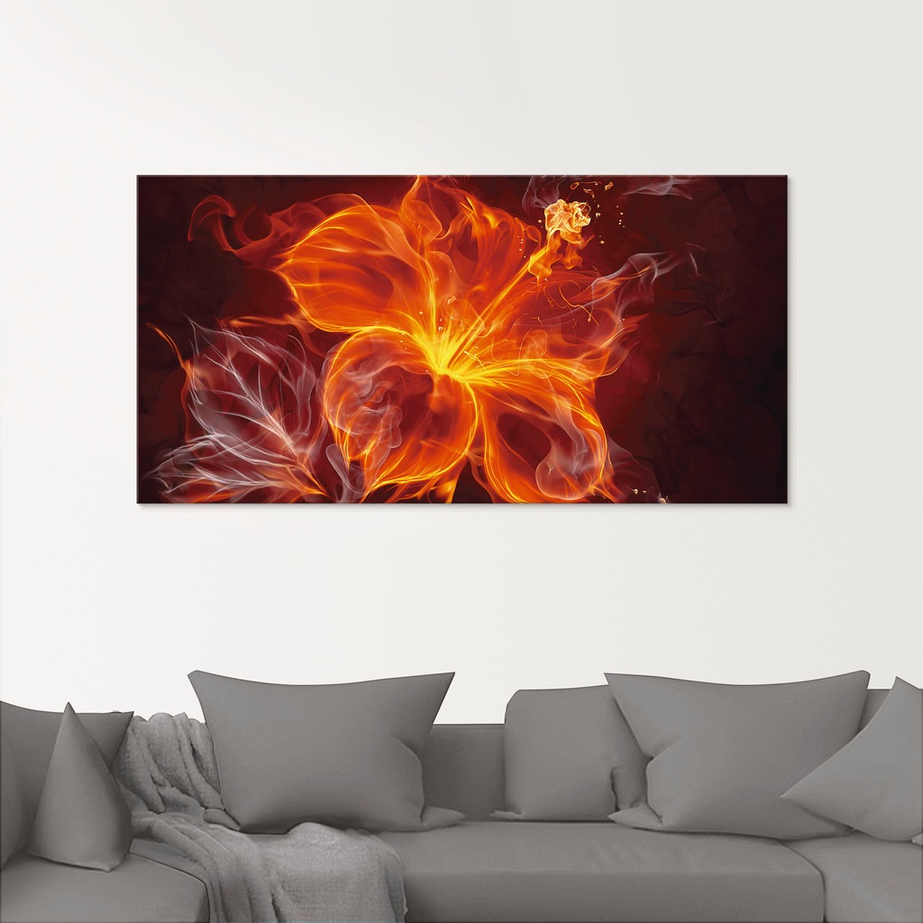 Bild von ARTland Wanddeko Glasbilder Wandbild Glas Bild einteilig 100x50 cm Querformat Blumen Feuerblume Feuer Flammen Abstrakte Kunst T9PP