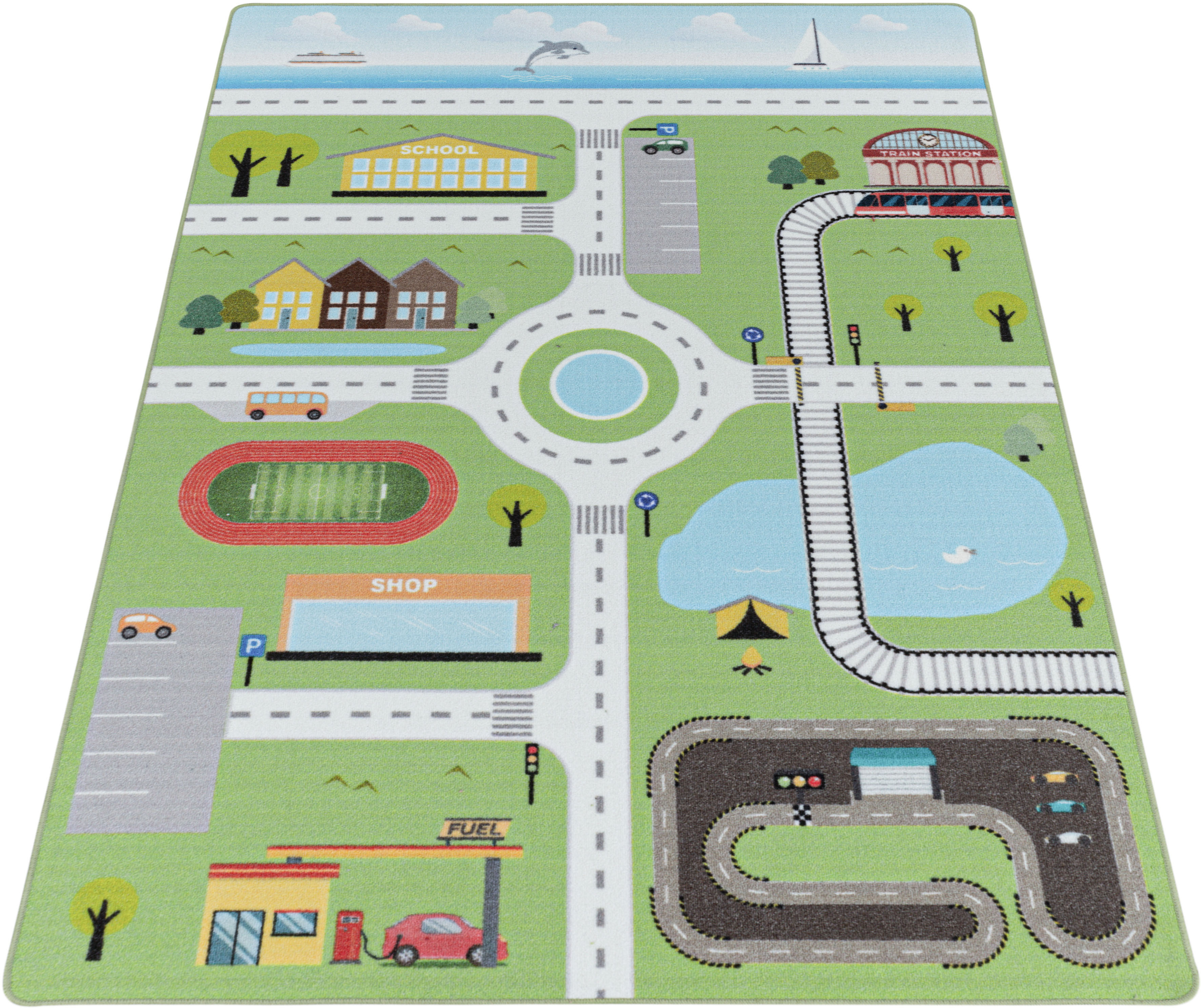 Bild von Ayyildiz Teppiche Kinderteppich »PLAY 2902«, rechteckig, 6 mm Höhe, robuster Kurflor, Straßen Spiel Teppich, Kinderzimmer
