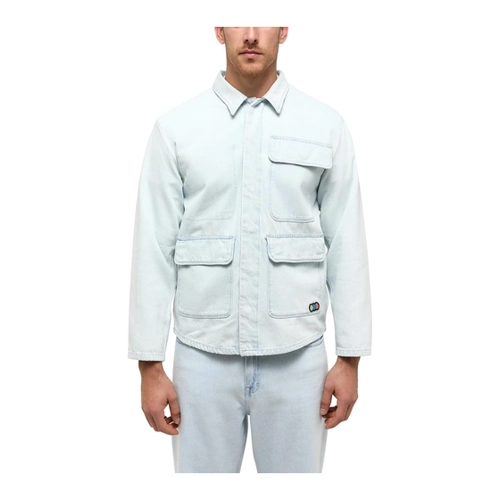 Bild von Mustang Herren Overshirt mit Comic-Logo-Stitches in Hellblau