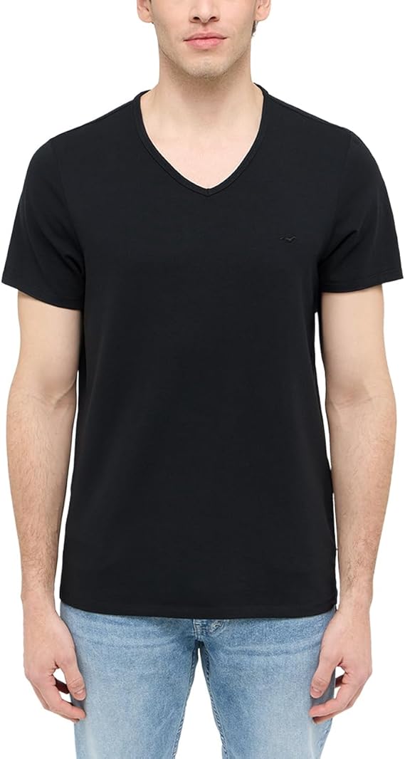 Bild von Mustang Herren 2er Pack T-Shirts aus elastischer Baumwolle schwarz