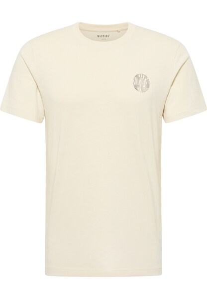 Bild von Mustang Herren T-Shirt aus atmungsaktiver Baumwolle offwhite