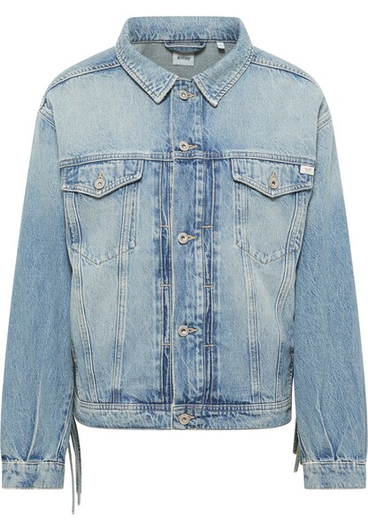 Bild von Mustang Damen Jeansjacke im abnehmbaren Fransen im Bleach-Look hellblau