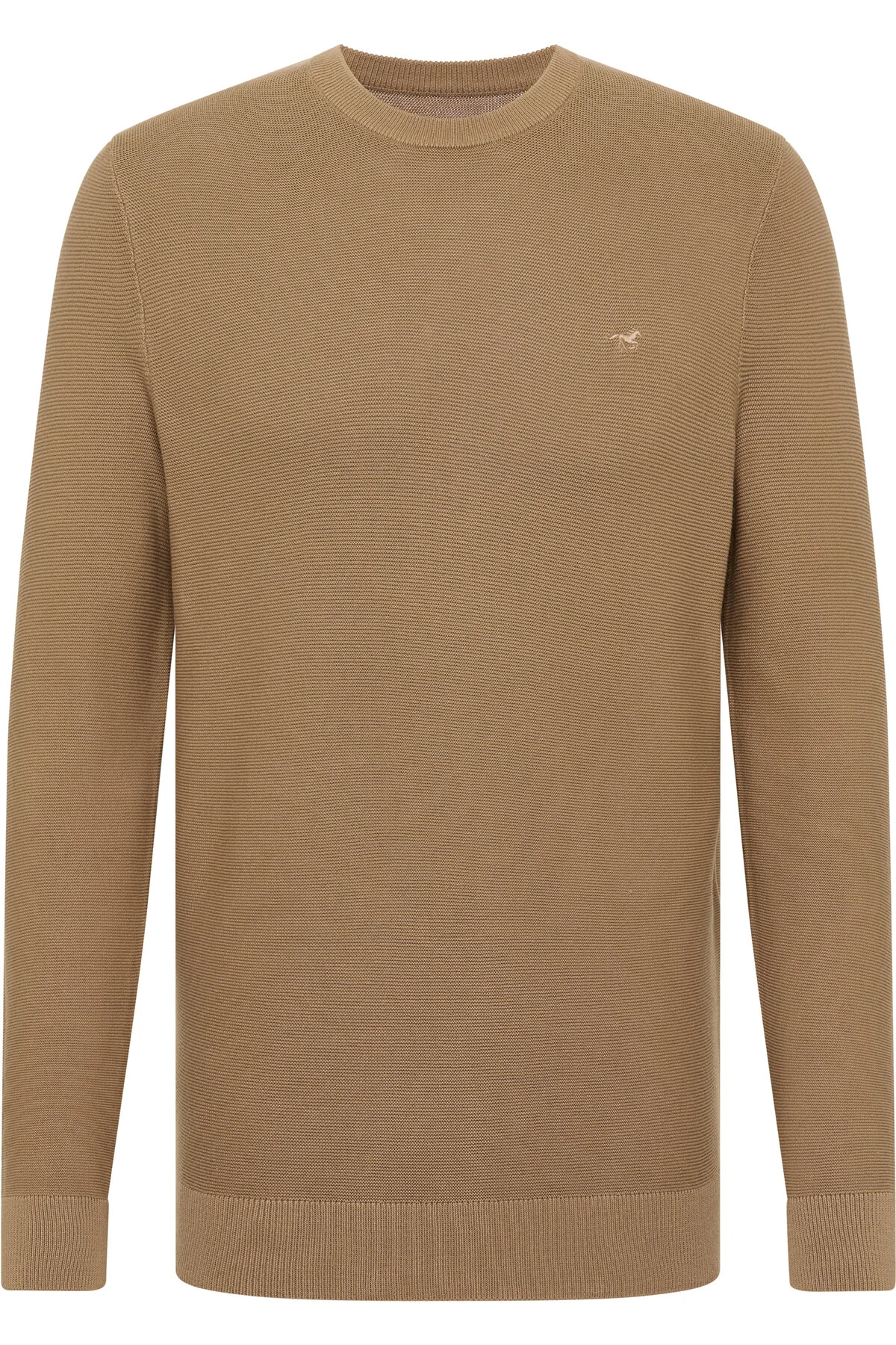 Bild von Mustang Herren Strickpullover aus reiner Baumwolle hellbraun
