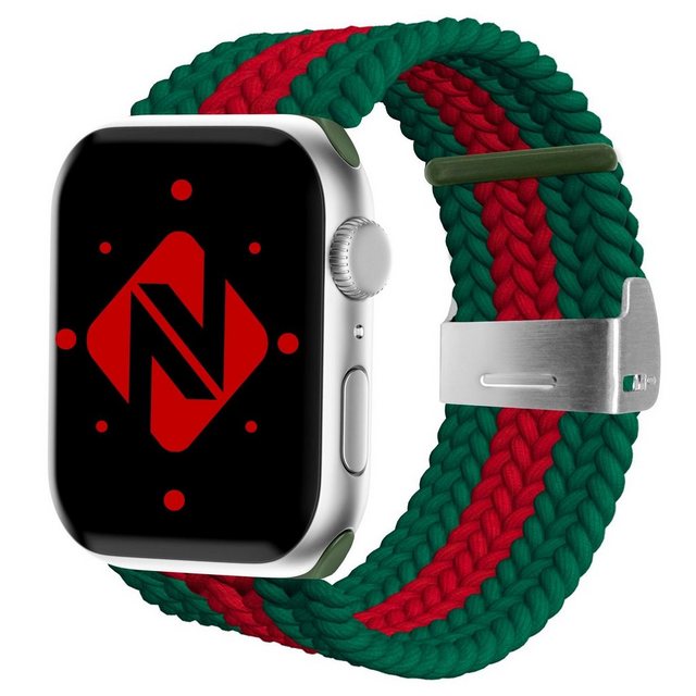 Bild von Nalia Smartwatch-Armband Apple Watch 42mm(Serie 10)/41mm/40mm/38mm, Flecht-Stoff Uhr Ersatzband / Metall-Schließe / Stufenlos verstellbar