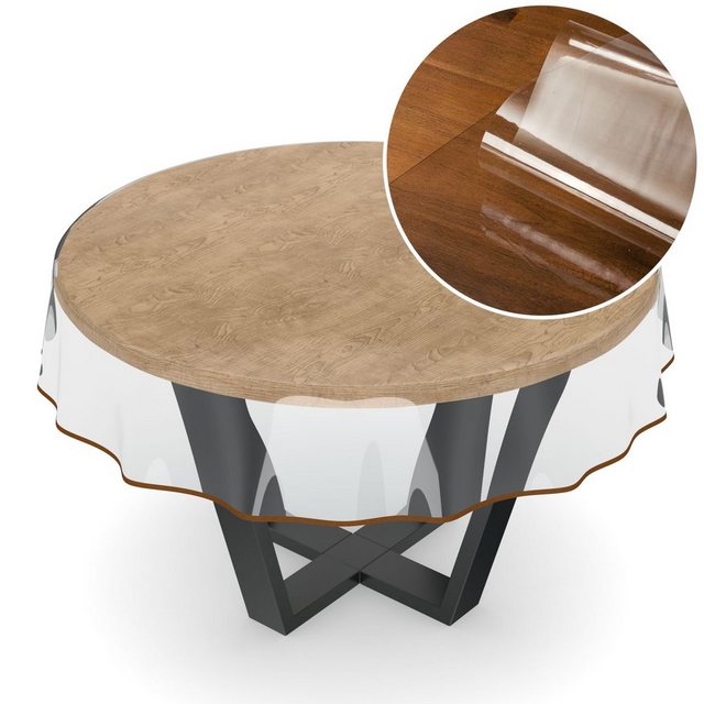 Bild von ANRO Tischdecke Tischdecke Klara Einfarbig Transparent Robust Wasserabweisend Breite, Glatt